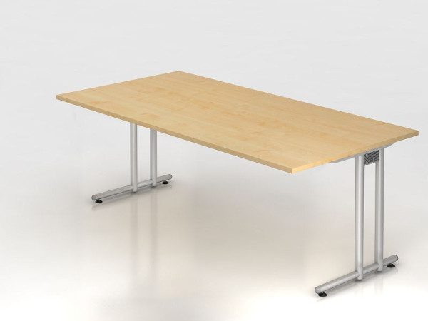 Hammerbacher bureau C-poot 200x100cm esdoorn/zilver, werkhoogte 72 cm, VNS2E/3/S