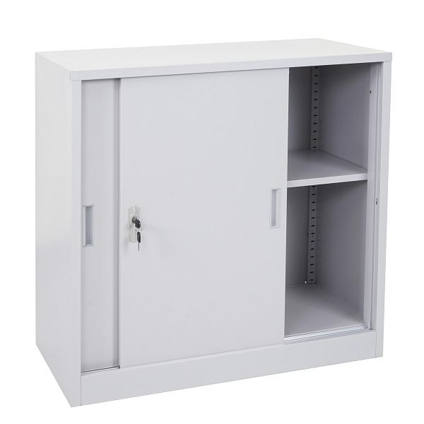 Mendler archiefkast Boston HWC-F41, stalen kast, met schuifdeuren 90x90x45cm, grijs, 69588