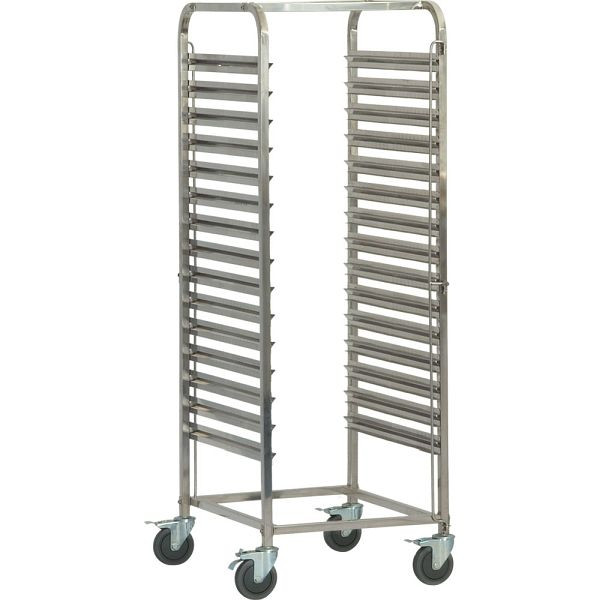 Stalgast dienbladenwagen van roestvrij staal, geschikt voor 16 x dienbladen 600 x 400 mm, 470 x 620 x 1735 mm (BxDxH), LT0707064