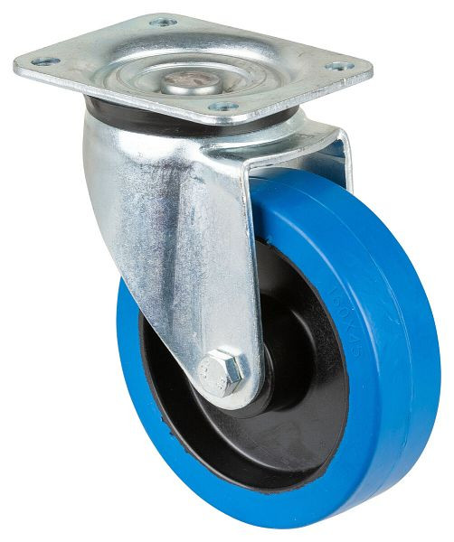 BS Rollen zwaarlastwiel, wielbreedte 42 mm, wiel-Ø 160 mm, draagvermogen 300 kg, blauwe elastische banden, kunststof wiellichaam, rollager, L600.B61.160