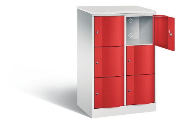 C+P lockerkast Resisto, H1255xB772xD540mm, kleur: lichtgrijs / vuurrood, 8573-272 S10498