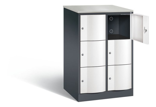 C+P XL lockerkast Resisto, H1255xB772xD640mm, kleur: zwartgrijs / verkeerswit, 8573-273 S10116