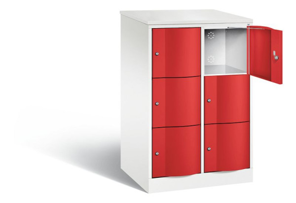 C+P XL lockerkast Resisto, H1255xB772xD640mm, kleur: verkeerswit / vuurrood, 8573-273 S10149