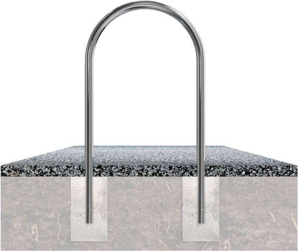Schake RVS beugel Ø 48 mm voor plaatsing in beton, ronde beugel, totale breedte 460 mm, 449_46