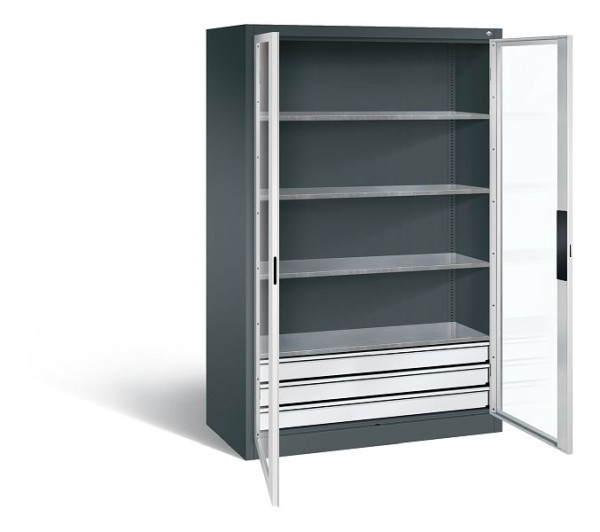 C+P gereedschapskast Acurado, H1950xB1200xD600mm, kleur: antracietgrijs/lichtgrijs, verzonken handgreep, 8932-5532 S10002
