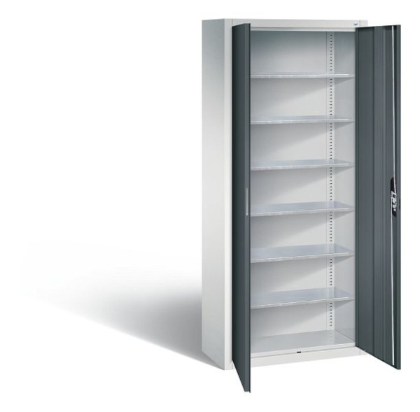 C+P tijdschriftenkast serie 13, H1690xB700xD300mm, kleur: lichtgrijs / antracietgrijs, verzonken handgreep, 133413-20 S10189