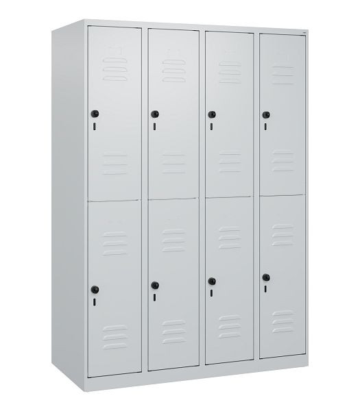 C+P Doppelstöckiger Spind Classic PLUS, 4 Abteile, 1700x1200x500mm, 7035/7035, Drehriegel, 0803007-40 S10008