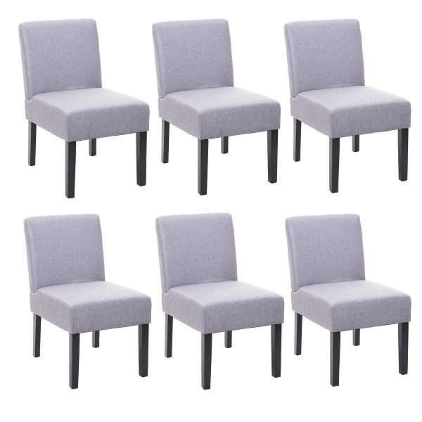 Mendler Set van 6 eetkamerstoelen HWC-F61, stoel loungestoel, stof/textiel, grijs, 3x70173