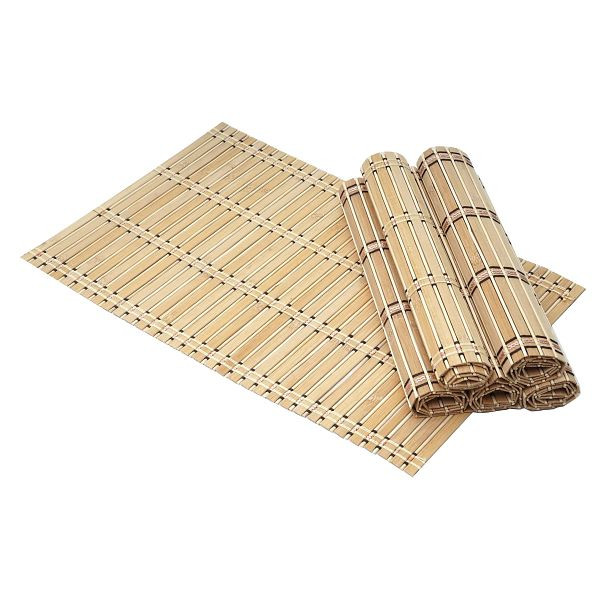 Mendler 6-delige placemat HWC-C13, placemat, placemat, bamboe wasbaar 45x30cm, lichtbruin, 60927