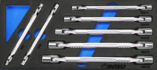 Boxo dubbel gebroken sleutelset, 7 stuks, VE: 10 stuks, BX019