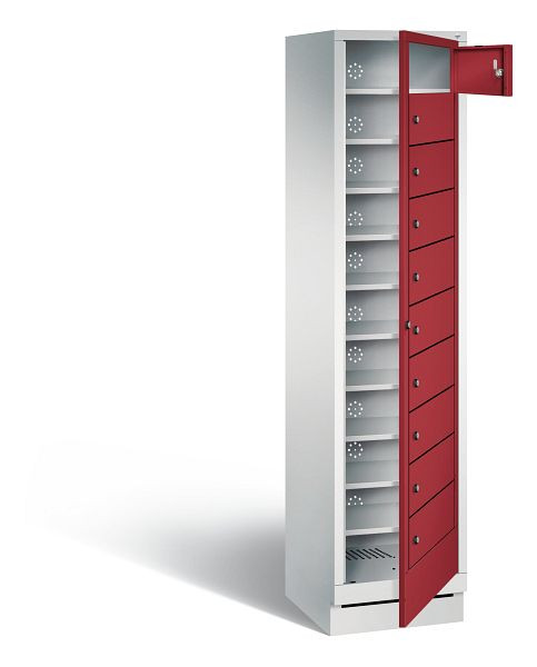 C+P wasautomaat Evolo, H1800xB420xD500mm, kleur: lichtgrijs/robijnrood, 48160-110 S10001