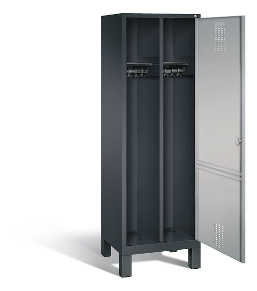 C+P zwart wit kastje Evolo, H1850xW610xD500mm, kleur: zwart-grijs/wit aluminium, 48210-20 S10059