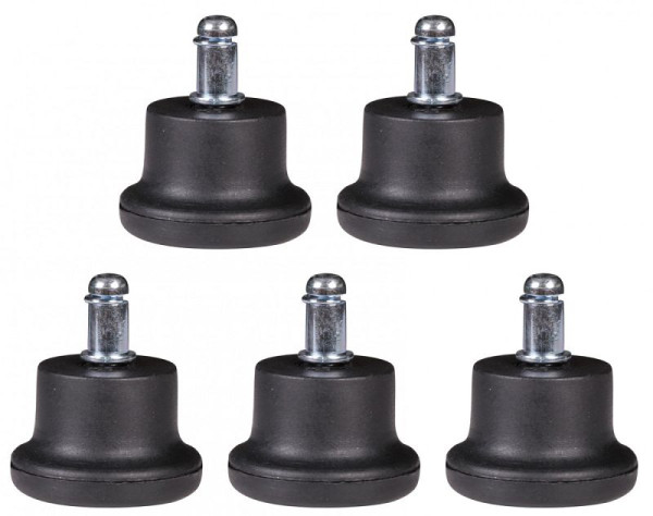 Amstyle Set van 5 design kunststof vloerglijders / voetglijders voor bureaustoelen rond zwart 11 mm, SPM1.915