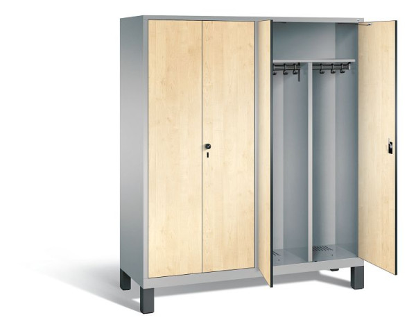 C+P zwart wit kastje Evolo, H1850xW1590xD500mm, kleur: wit aluminium / Donau esdoorn decor, 48012-42 S10088