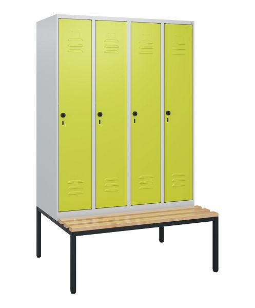 C+P luierkastje Classic PLUS, met onderbank, 4 vakken, 1950x1200x815mm, 7035/0024, draaibare sluiting, beuken zitlat, 0800505-40 S10010