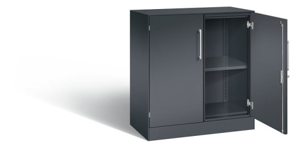 C+P dressoir met vleugeldeuren Asisto, H915xB800xD435mm, kleur: zwart-grijs, beugelgreep, 2 FH, 141053-000 S10202