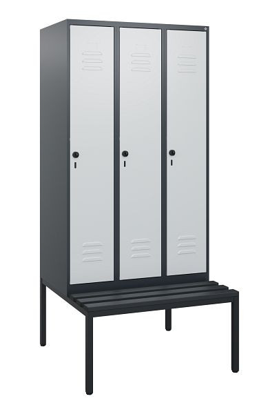C+P luierkastje Classic PLUS, met onderbank, 3 vakken, 1950x900x815mm, 7016/7035, draaibare sluiting, 0800505-30 S10043