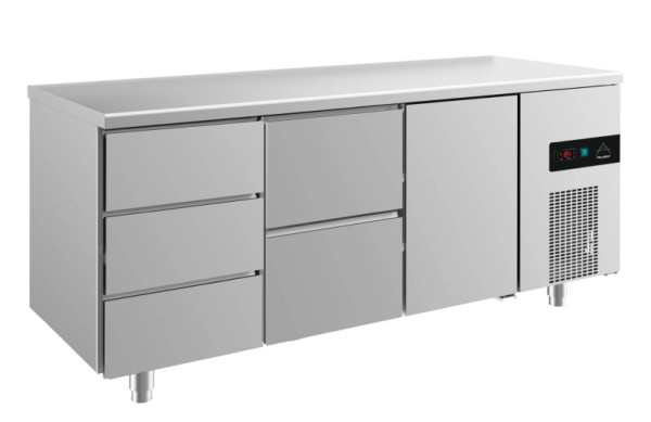 A&S Polarny koeltafel -2 tot +8°C met 1x deur, 1x twee laden in het midden en 1x drie laden, 1865 x 700 x 850 mm, KT3DZT