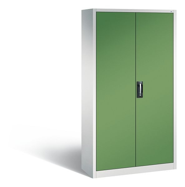 C+P tijdschriftenkast serie 13, H1980xB1000xD420mm, kleur: lichtgrijs / reseda groen, verzonken handgreep, 133144A24 S10010