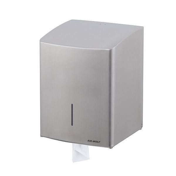 Air Wolf handdoekroldispenser, Alpha-serie, H x B x D: 345 x 265 x 221 mm, roestvrij staal geborsteld, 60-118