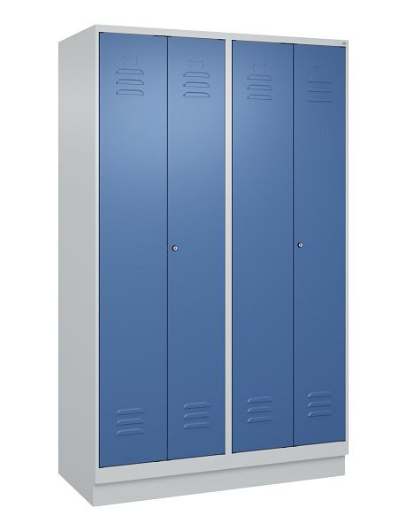 C+P luierkluis Classic PLUS, dubbele locker, onderbouw, 4 vakken, 1950x1200x500mm, 7035/5023, cilindersloten, 080022-40P S10020