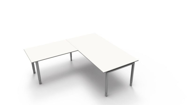 Kerkmann bureau extra groot / vergadertafel B 2000 x D 1000 x H 680-820 mm met aanschuiftafel, vorm 5, kleur: wit, 11417010