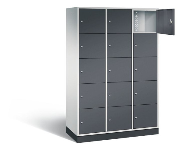 C+P XL lockerkast Intro, H1950xW1220xD490mm, kleur: lichtgrijs / zwartgrijs, 8570-302 S10113