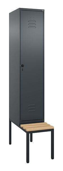 C+P luierkastje Classic PLUS met middenwand, bank, 2120x400x815mm, 7016/7016, draaigrendel, beuken zitlat, 0800507-12F S10012