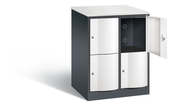 C+P XL lockerkast Resisto, H1077xB772xD640mm, kleur: zwartgrijs / verkeerswit, 8472-273 S10039
