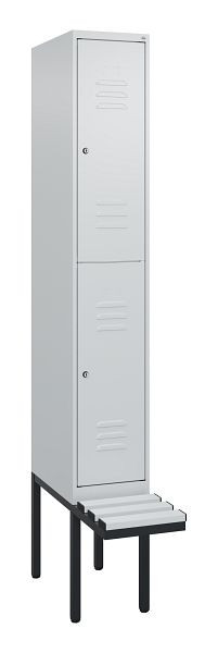 C+P dubbeldekskast Classic PLUS, 2120x300x815mm, 7035/7035, cilindersloten, met basisframe en zwevende zitting, 0803407-10 S10024