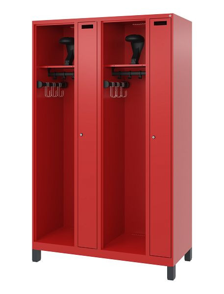 C+P brandweerkast Evolo, model KOMBI, 4 compartimenten, H1950B1200T500 mm, vuurrood, voeten, 0494015-24 S10008