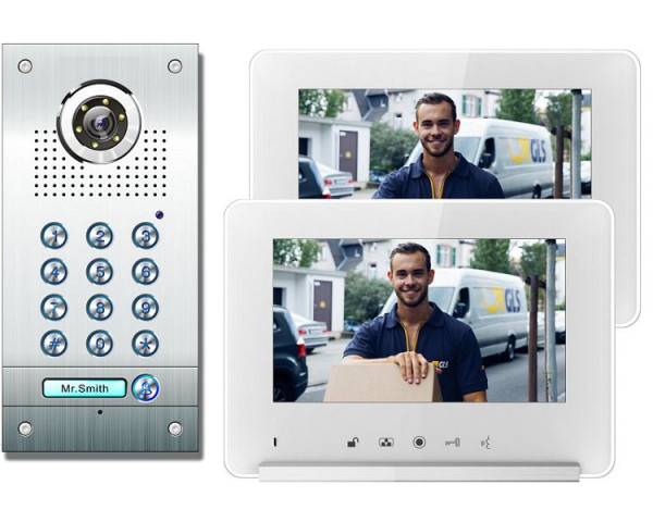 Anthell Electronics 1-serie pincode kleuren video-intercomset met beeldopslag, met 2x 7" monitor, CK1-690S1-2
