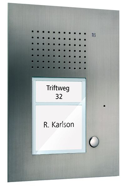 TCS audio-voordeurstation serie PUK 1 belknop (rechts uitgelijnd), 1-koloms, UP roestvrij staal, PUK01/1-ES