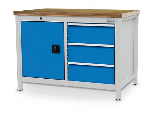 Bedrunka + Hirth box werkbank serie 1200 R18-24, 3 x 200 mm, volledig uittrekbare lades, 1200 x 750 x 859 mm, 03.12.15V