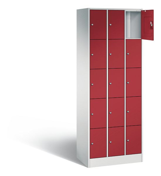 C+P lockerkast serie 8070, H1950xB680xD480mm, kleur: lichtgrijs/robijnrood, 80700-30 S10038