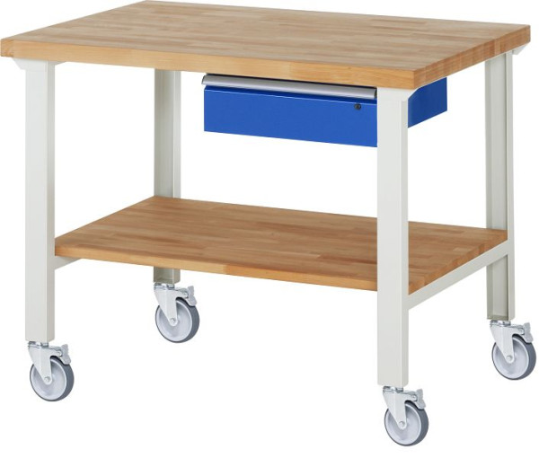 RAU verrijdbare werkbank 7001A7, 1250x900x1000mm, 4 zwenkwielen, 05-7001A7-129B4S4.11