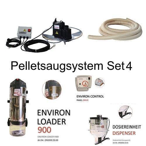 Environ pelletaanzuigsysteem set 4 - pelletverwijdering van bovenaf met behulp van Environ Spiderhug, PESET4
