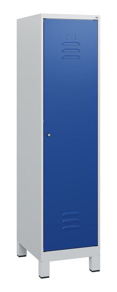 C+P Umkleidespind Classic PLUS, Füße, 1630x400x500mm, 7035/5010, Zylinderschloss, 0800105-12 S10018