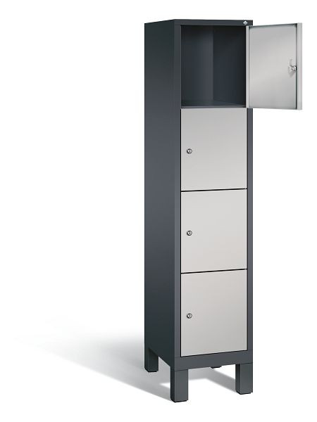 C+P lockerkast Evolo, H1850xW420xD500mm, kleur: zwart-grijs/wit aluminium, 48010-124 S10102