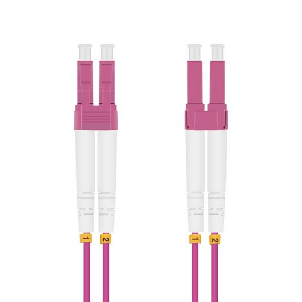 Helos glasvezel patchkabel LC/LC Duplex50/125µm OM4 gemêleerd violet 15,0m, 132676