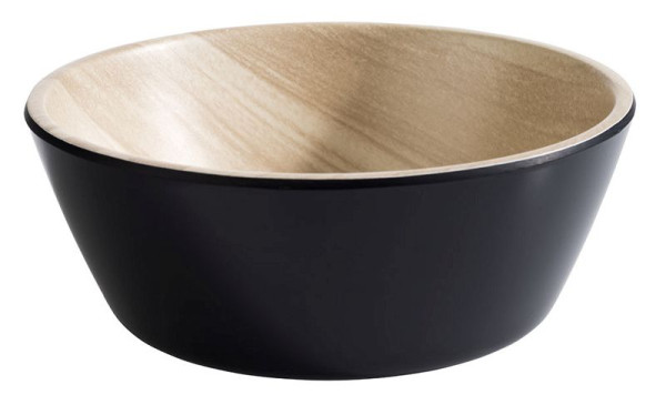 APS schaal -FRIDA-, Ø 12,5 cm, hoogte: 4,5 cm, melamine, binnenkant: houtlook, buitenkant: zwart, 84606