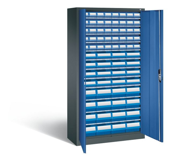 C+P tijdschriftenkast serie 13, H1980xB1000xD420mm, kleur: antracietgrijs / gentiaanblauw, verzonken handgreep, 133144-28 S10101