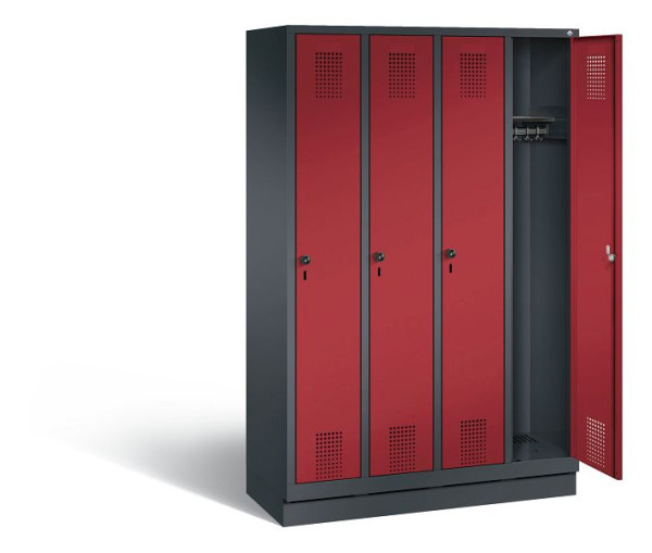 C+P Evolo locker, H1800xW1190xD500mm, kleur: zwart-grijs/robijnrood, 48020-40 S10038