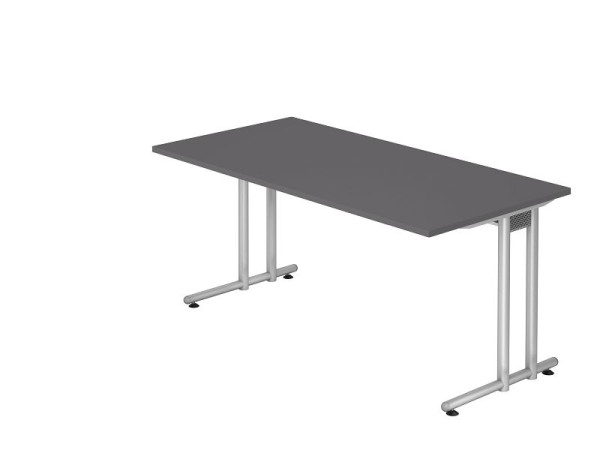 Hammerbacher bureau C-onderstel 160x80cm grafiet/zilver, VNS16/G/S