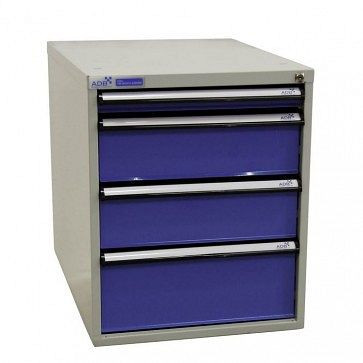 ADB ladekast met vier laden, buitenafmetingen corpus HxBxD: 650x535x700 mm, corpuskleur: lichtblauw, 52524