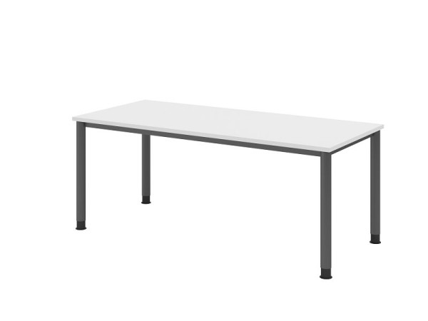 Hammerbacher bureau HS19, 180 x 80 cm, blad: wit, 25 mm dik, 4-poots frame in grafiet, werkhoogte 68,5-81cm, VHS19/W/G