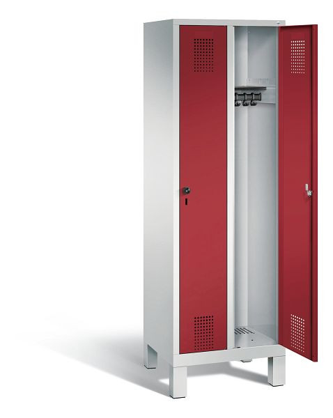 C+P Evolo garderobe, H1850xW610xD500mm, kleur: lichtgrijs/robijnrood, 48010-20 S10039