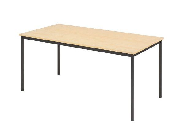 Hammerbacher vergadertafel VS16, 160 x 80 cm, blad: esdoorn, vierpootsframe zwart, werkhoogte 72 cm, rondom stalen frame zwart, VVS16/3/D