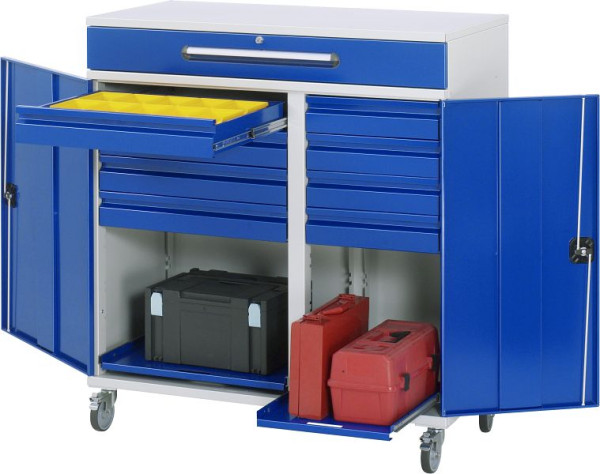 RAU zijkast sta bureau - model 33, B1100xD520xH1185mm, incl. wielenset, middensteun voor het verdelen van de inbouwbreedte, 07-1100T-M33F.11