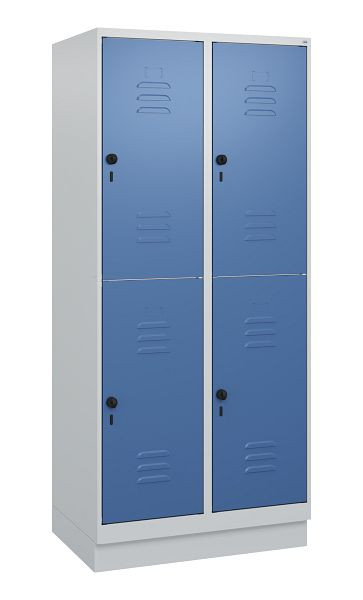 C+P Doppelstöckiger Spind Classic PLUS, Sockel, 2 Abteile, 1800x800x500mm, 7035/5023, Drehriegel, 0803207-22 S10005